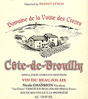 Nicole Chanrion Domaine de la Voute des Crozes C&ocirc;te-de Brouilly