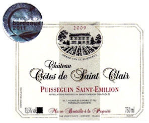 Puisseguin Saint-Emilion (Ch&acirc;teau C&ocirc;tes de Saint Clair
